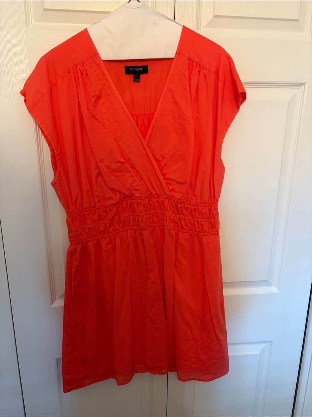 Banana Republic Bright Orange Surplice Elastic-Waist Tunic